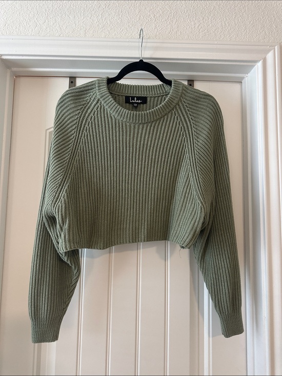 Lulus Sweaters - Lulu's Cropped Sage Green Ribbed Crew Sweater